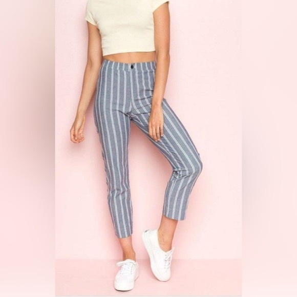 Brandy Melville Pants - Brandy Melville John Galt Blue & White Stripe Tilden Slim Pants Women’s One Size